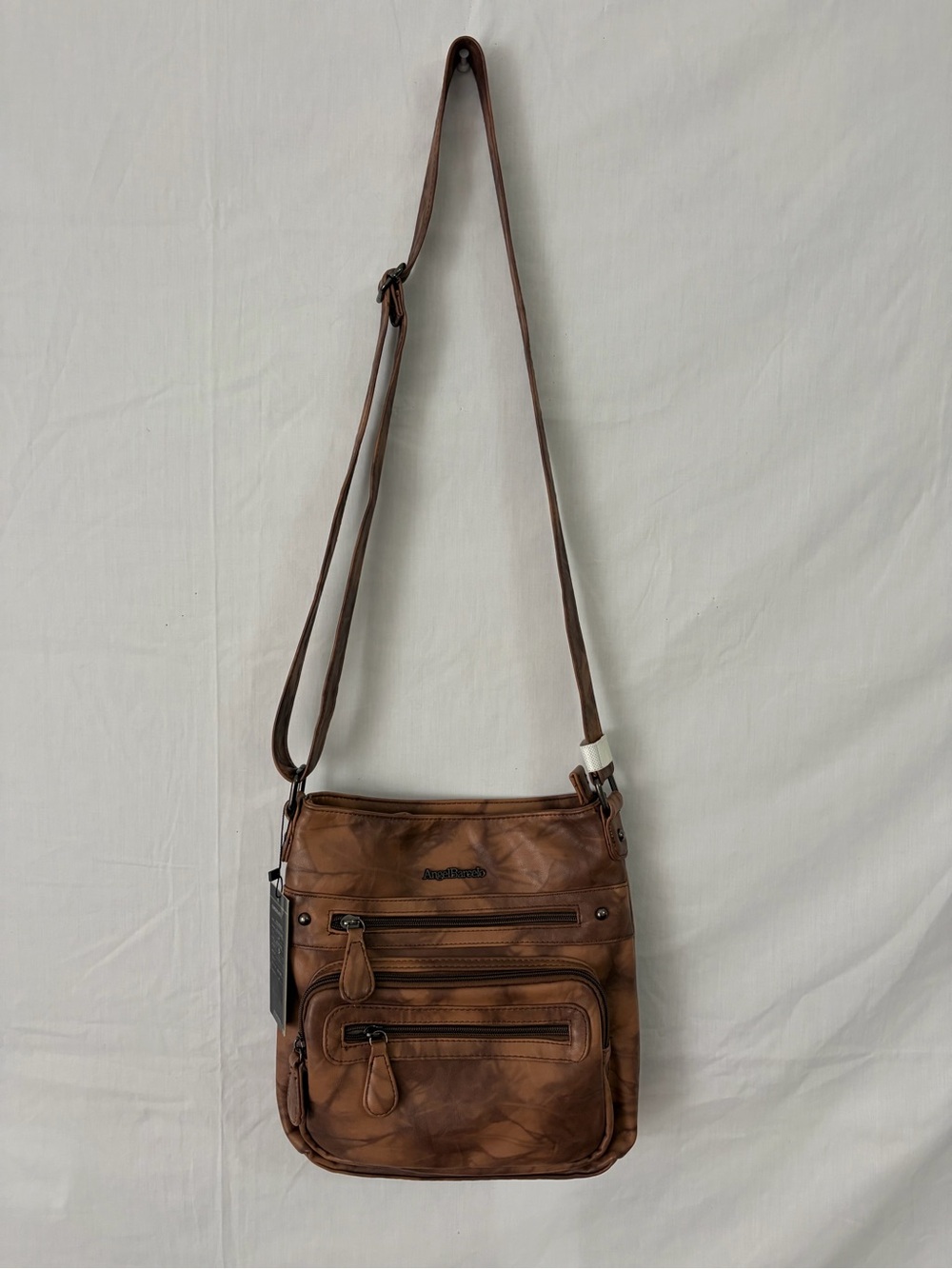 Angel Barcelo Brown Multi Pocket Faux Leather Crossbody Bag (B179)